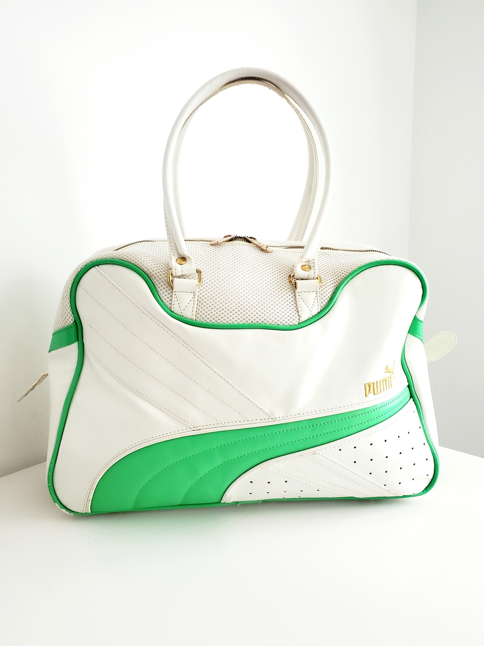 PUMA White & Green Women's Bowling Tote